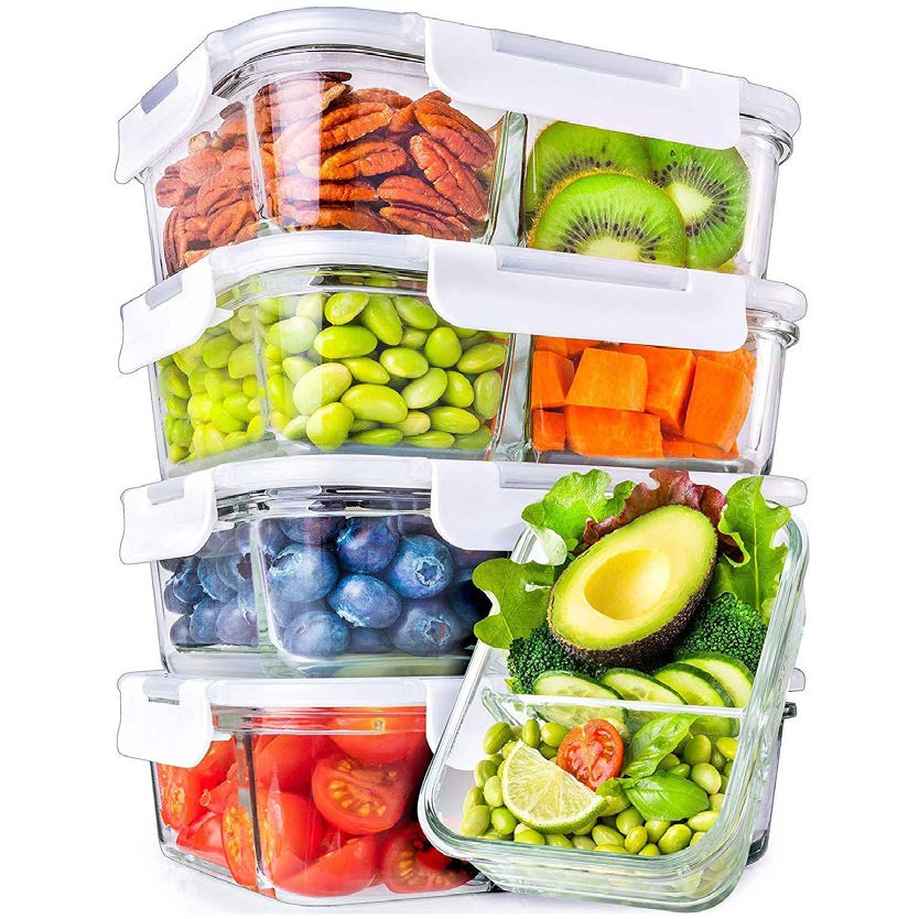 Glass Meal Prep Containers Glass Food Storage Containers with Lids - 2 Compartment  Glass Lunch Containers (20 Pcs.) - Health Optimization & Personal Training  Los Altos - FIT Trainers